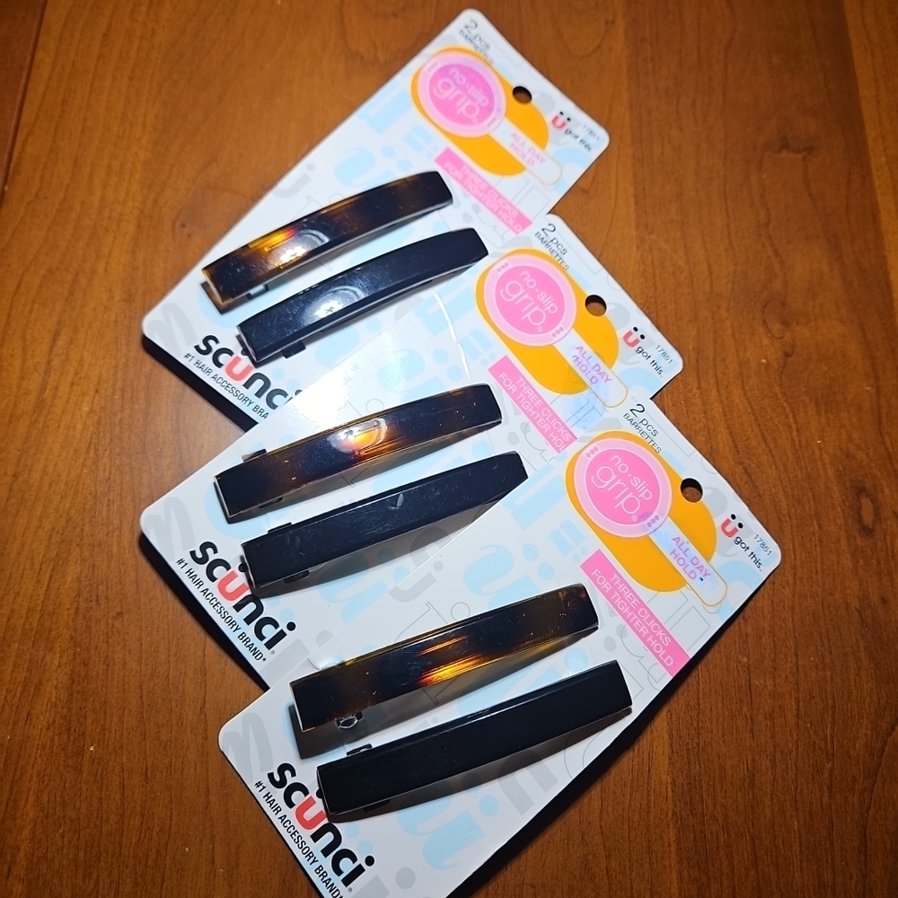Scunci Black and Tan Hair Barrettes